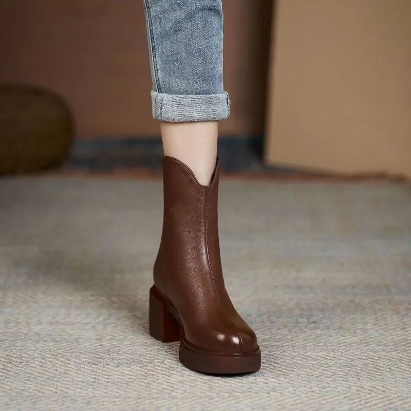 Botte en Cuir à Tige Courte - Bella