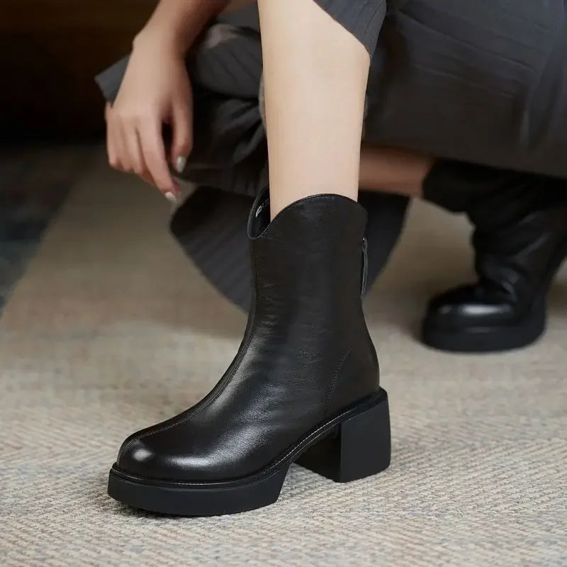 Botte en Cuir à Tige Courte - Bella